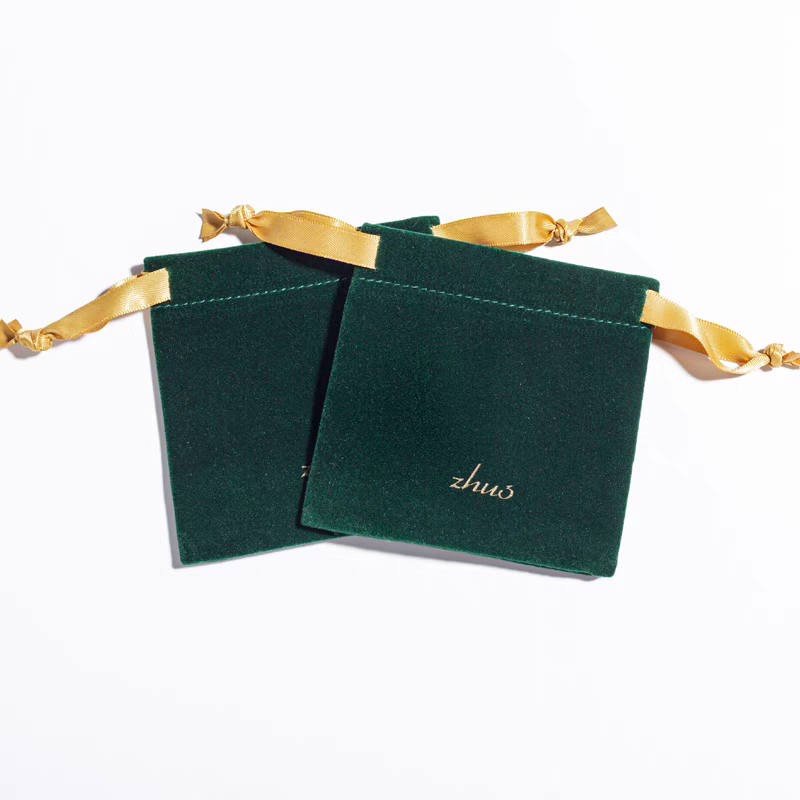 Green Drawstring Flannel Bag