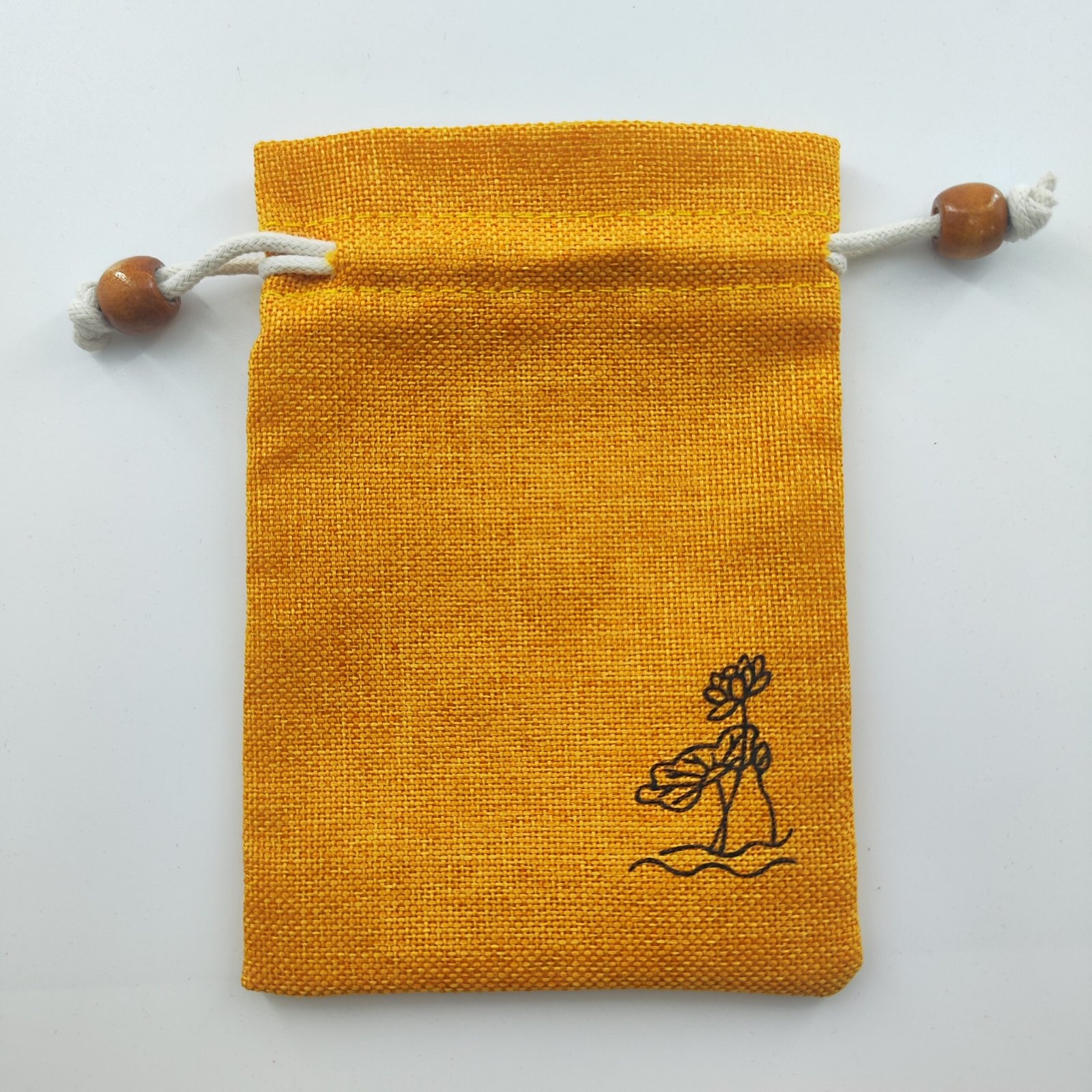 Chinese Style Lotus Flower Burlap Bag