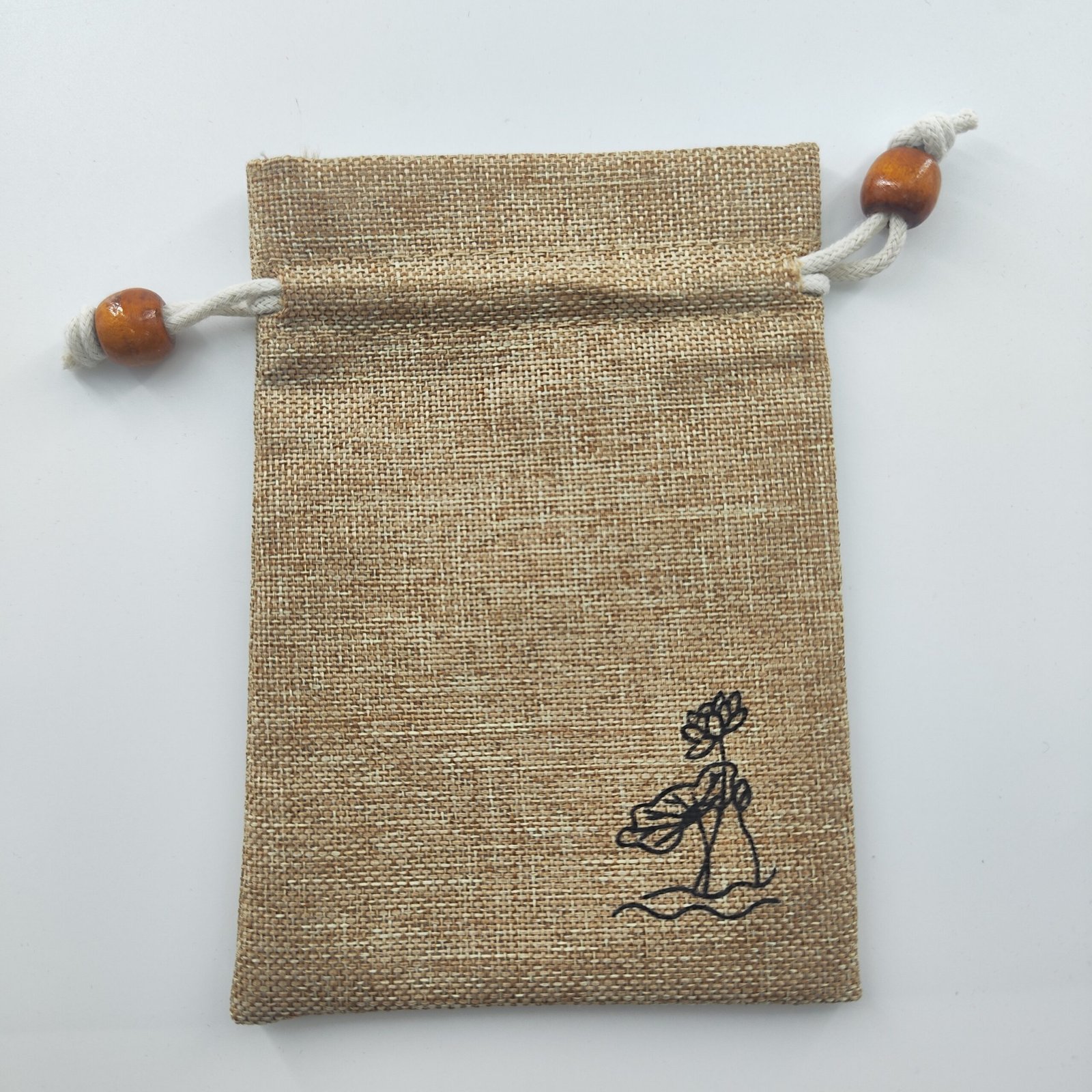 Chinese Style Linen Drawstring Bag