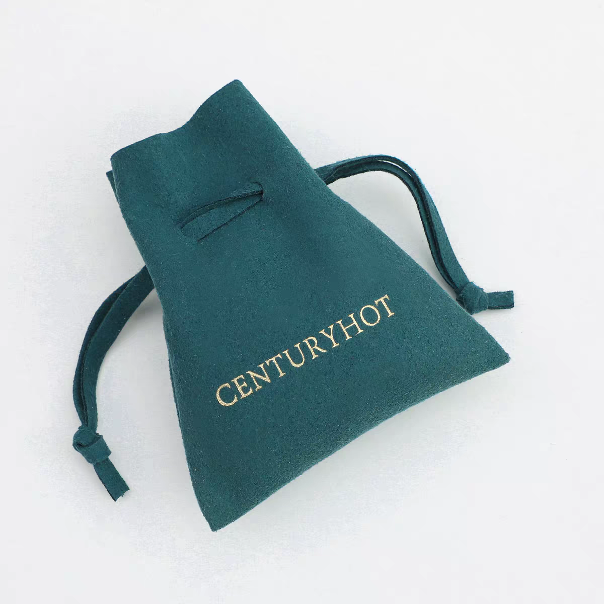 Suede Custom Logo Drawstring Bag