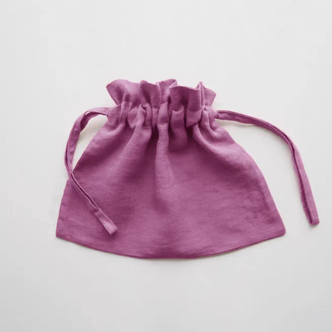 Linen Flower Bud Drawstring Bag